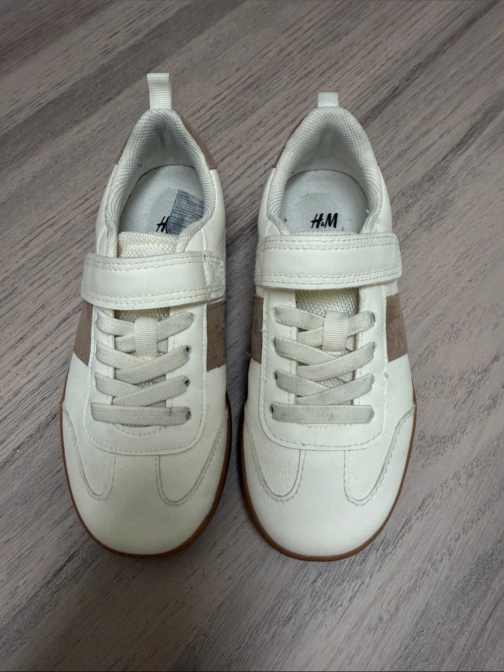 H&M Cream and Brown Kids Velcro Sneakers
